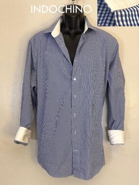 Indochino Custom Dress Shirt 17.5 neck no size tag Gently worn 100% cotton
